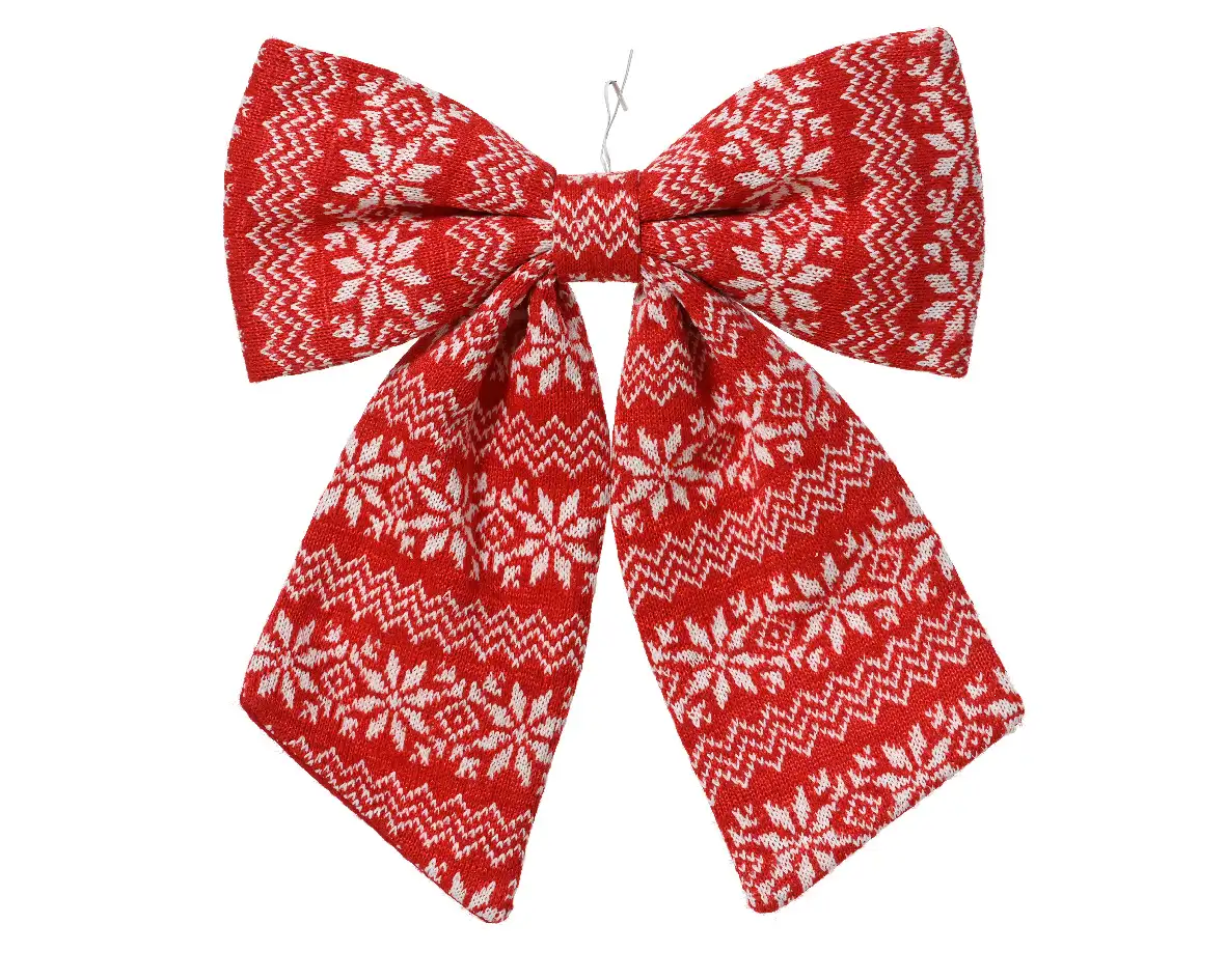 Decoratie strik snowflakes rood 20 cm (per stuk)