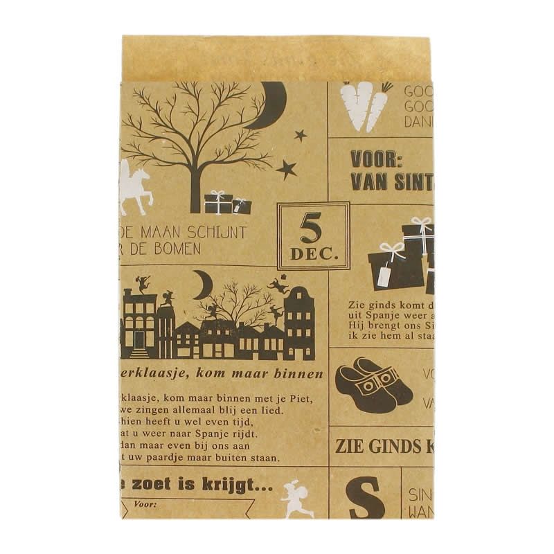 Sinterklaas zakjes van Sint en Piet kraft 21 x 30 cm (50 stuks)