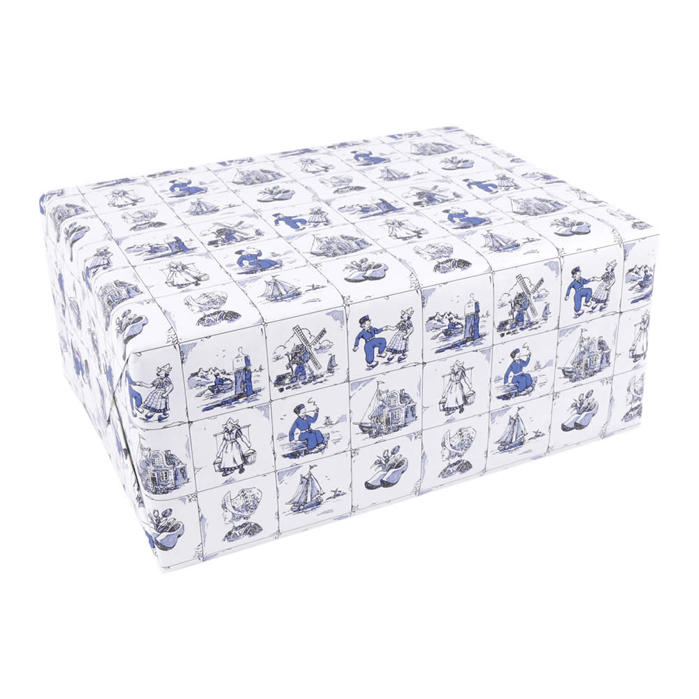 Inpakpapier Hollandse tegeltjes 30 cm (200 meter)