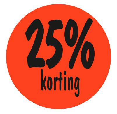 Kortingsetiket 25% 35 mm  (500 stuks)