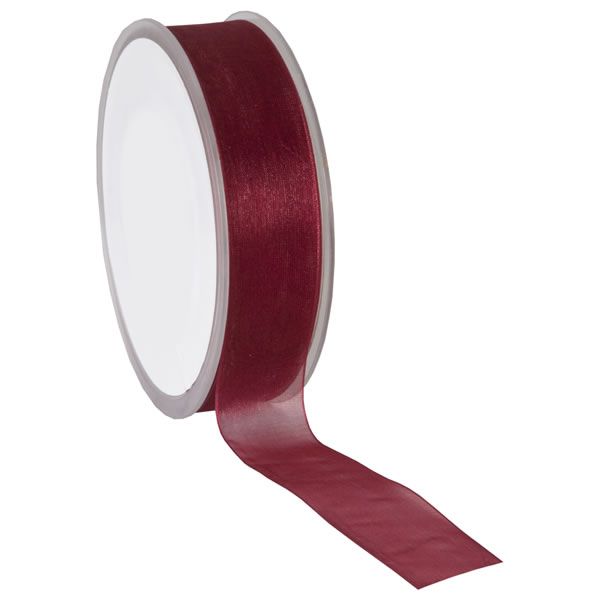 Organza lint warm rood 25 mm (50 meter)