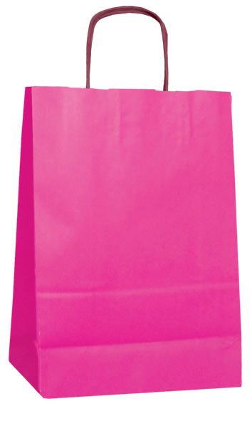 Papieren draagtassen fuchsia 18 x 8 x 24 cm (50 stuks)