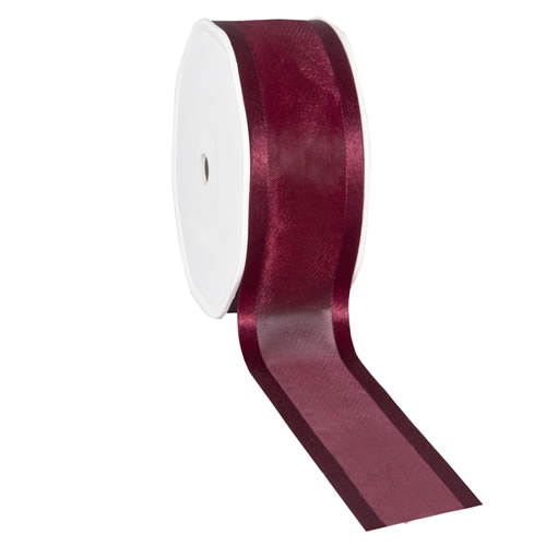 Organza satin edge bordeaux 38 mm (25 meter)