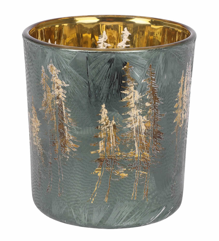 Waxinelichthouder frosted forest groen 8 cm (1 stuk)