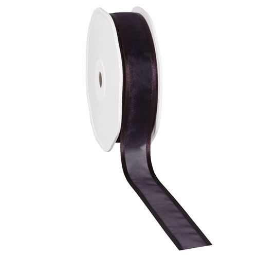 Organza satin edge aubergine 25 mm (25 meter)