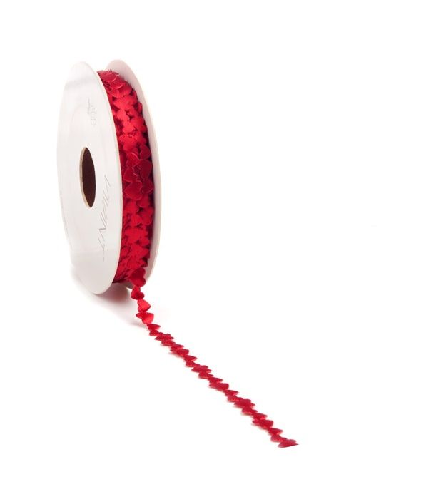 Decoratie koord hartjes rood 8 mm (10 meter)