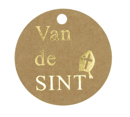 Cadeaukaartje Van de Sint rond 5 cm (50 stuks)