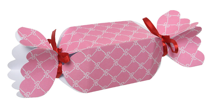 Giftbox candy bows roze 14 x 6 x 6 cm (3 stuks)