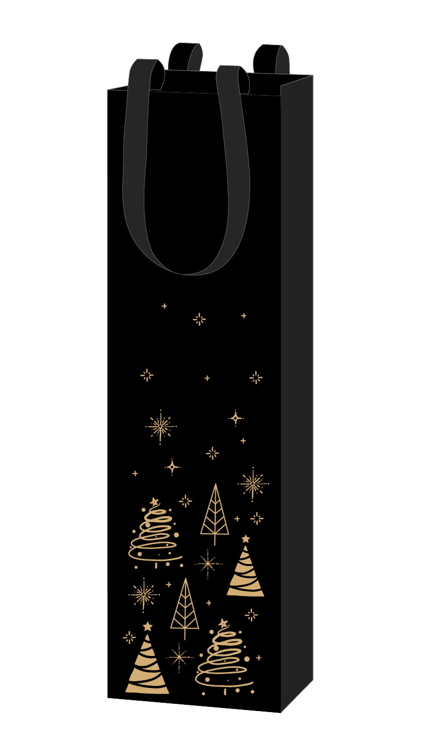 Wijnflestas reveillon zwart goud 1 fles (10 stuks)