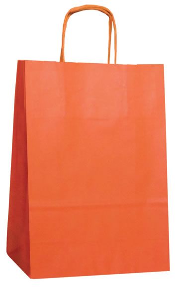 Papieren draagtassen oranje 18 x 8 x 24 cm (50 stuks)