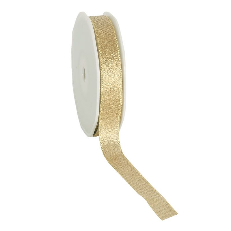 Cadeaulint lurex flare goud 15 mm (20 meter)