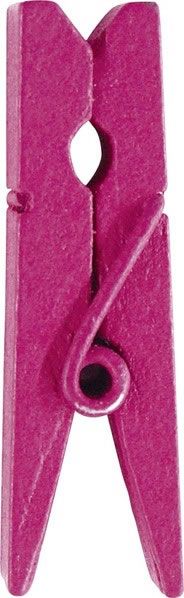 Houten knijper fuchsia 3,5 cm (12 stuks)