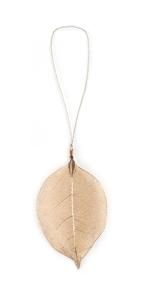 Decoratie hanger leava goud 9 cm (1 stuk)