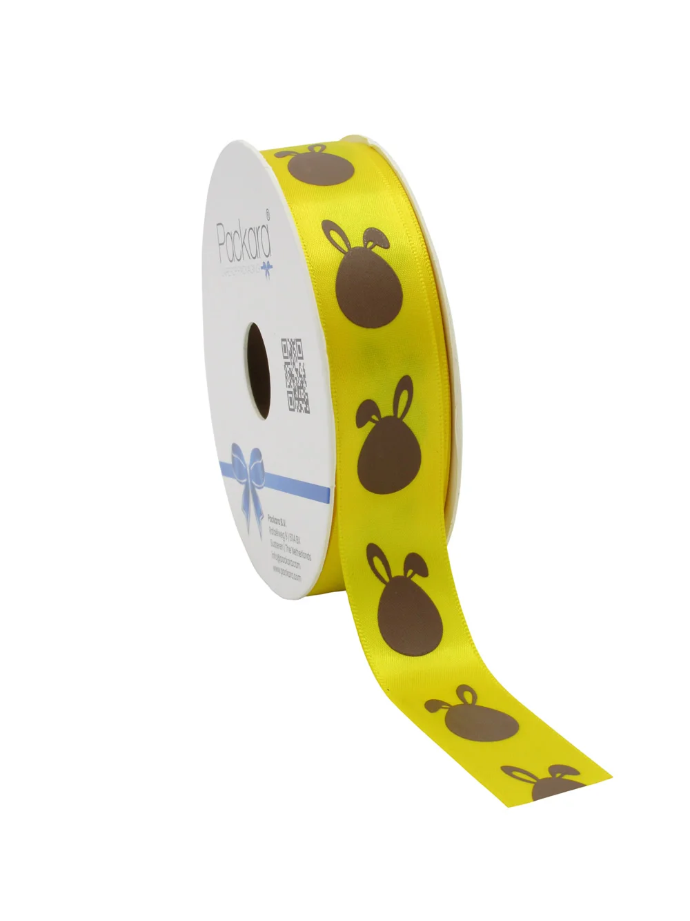 Cadeaulint chocolade haasje geel 23 mm (25 meter)