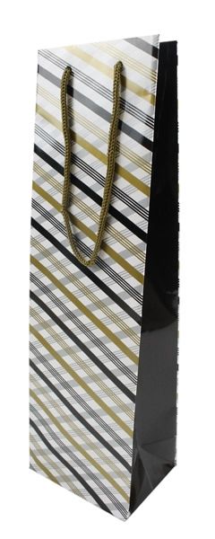 Wijnflestassen crossed lines zwart 12 x 9 x 39 cm (12 stuks)