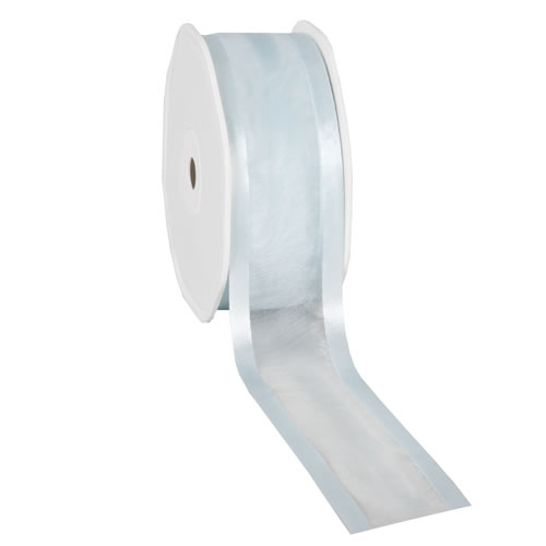 Organza satin edge lichtblauw 38 mm (25 meter)