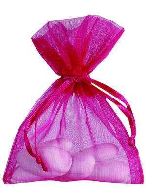 Organza zakjes fuchsia 7,5 x 10 cm (50 stuks)