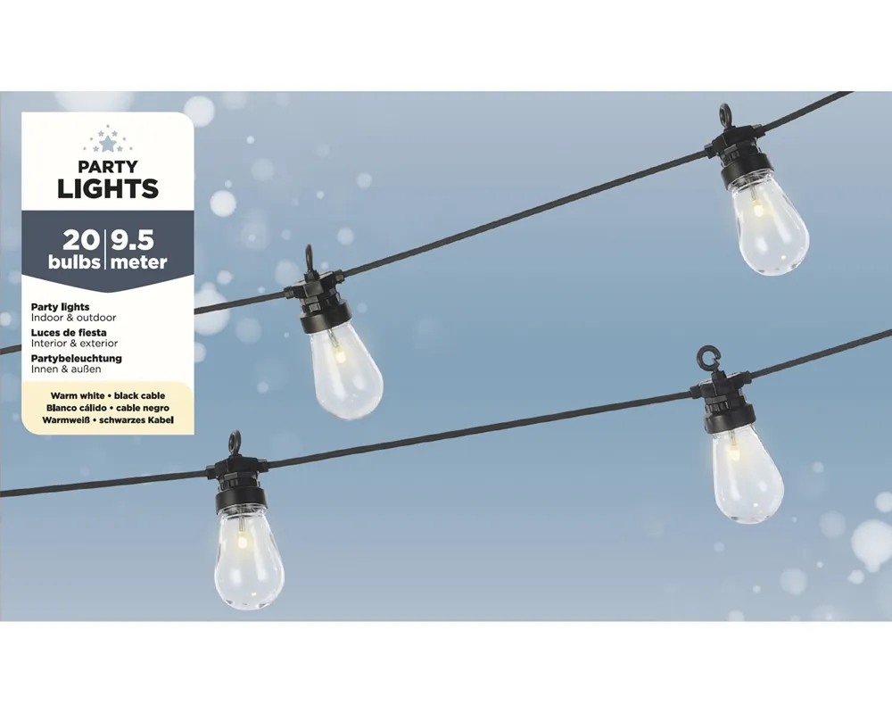 Party lights 20 led warm wit (9,5 meter) Party lights 20 led warm wit (9,5 meter)