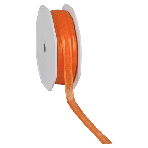 Organza satin edge oranje 10 mm (50 meter)