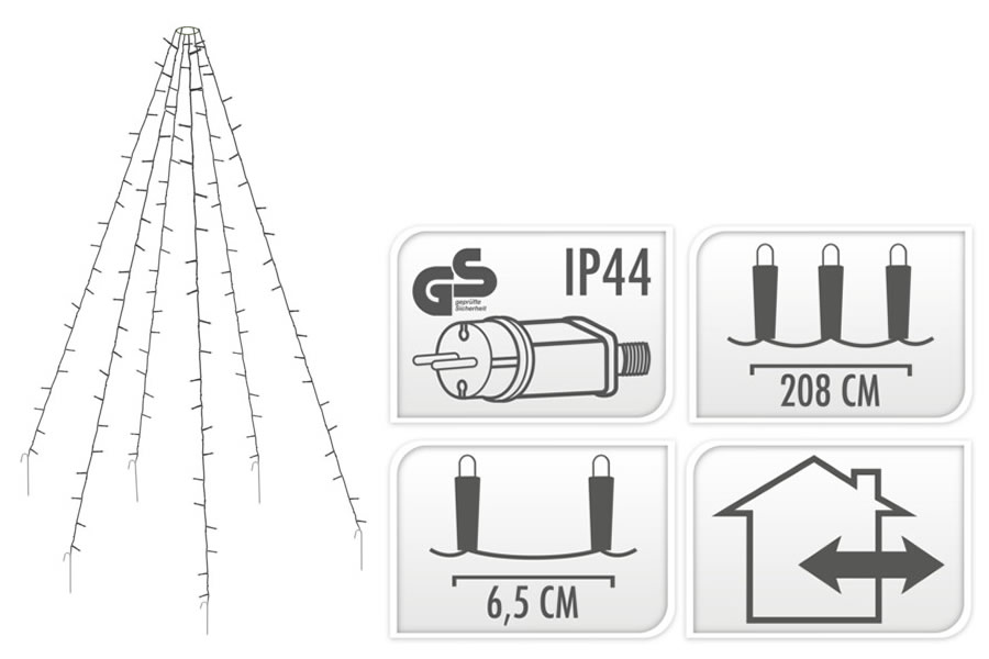 Vlaggenmast verlichting warm wit 192 LED (208 cm)