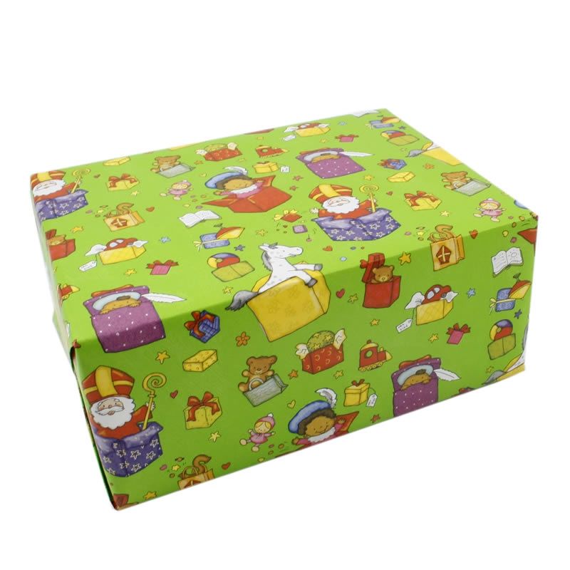 Sinterklaas inpakpapier kids groen (30 cm x 200 meter)