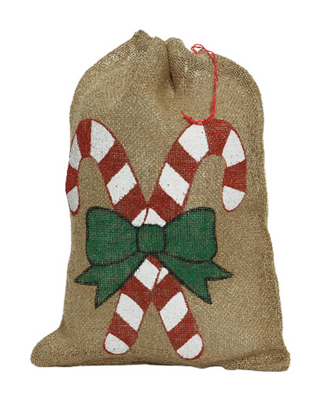 Jute zak kerst 50 x 20 cm (set van 4 stuks)