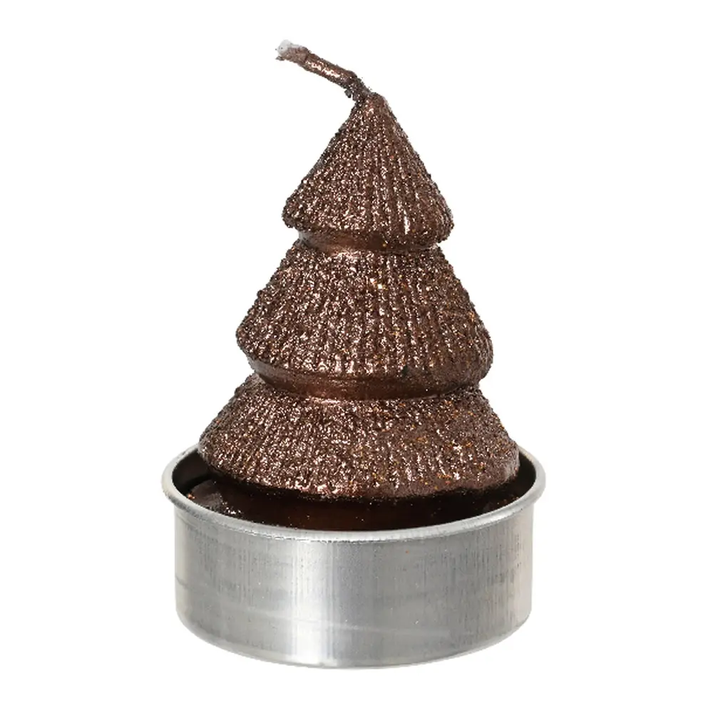 Waxinelichtjes kerstboom bruin Ø 3,8 cm (set van 4)