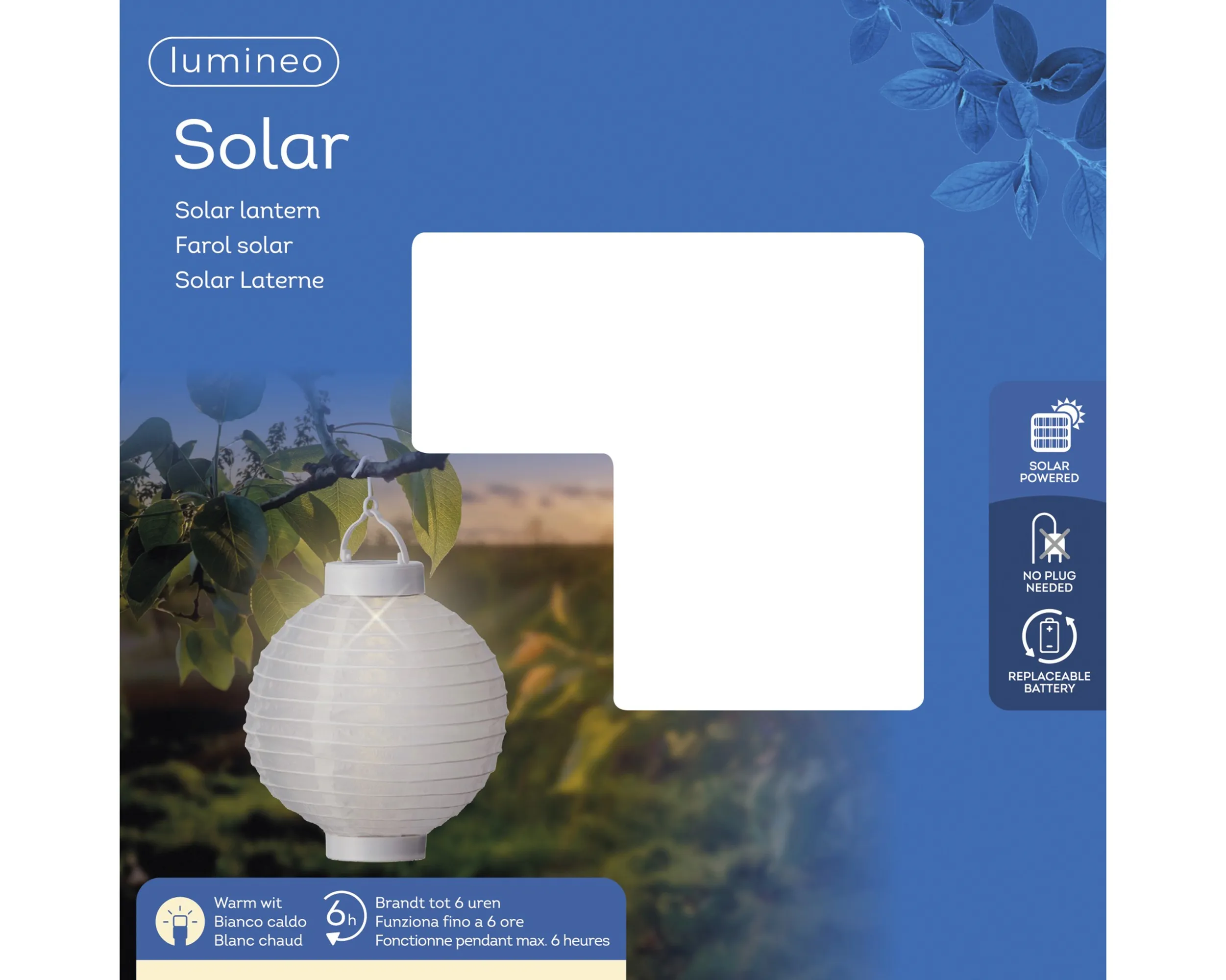Solar lampion wit 20 cm (1 stuk)