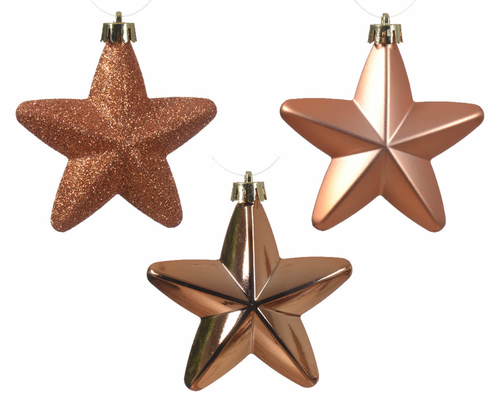 Kerststerren koper assorti 7,5 cm (6 stuks)