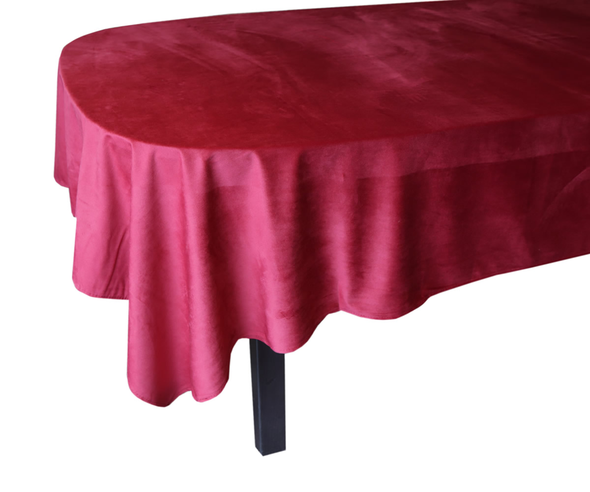 Tafelkleed velvet wijnrood 245 x 145 cm (per stuk)