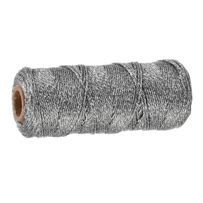 Katoenen koord metallic zilver 1,5 mm (100 meter)