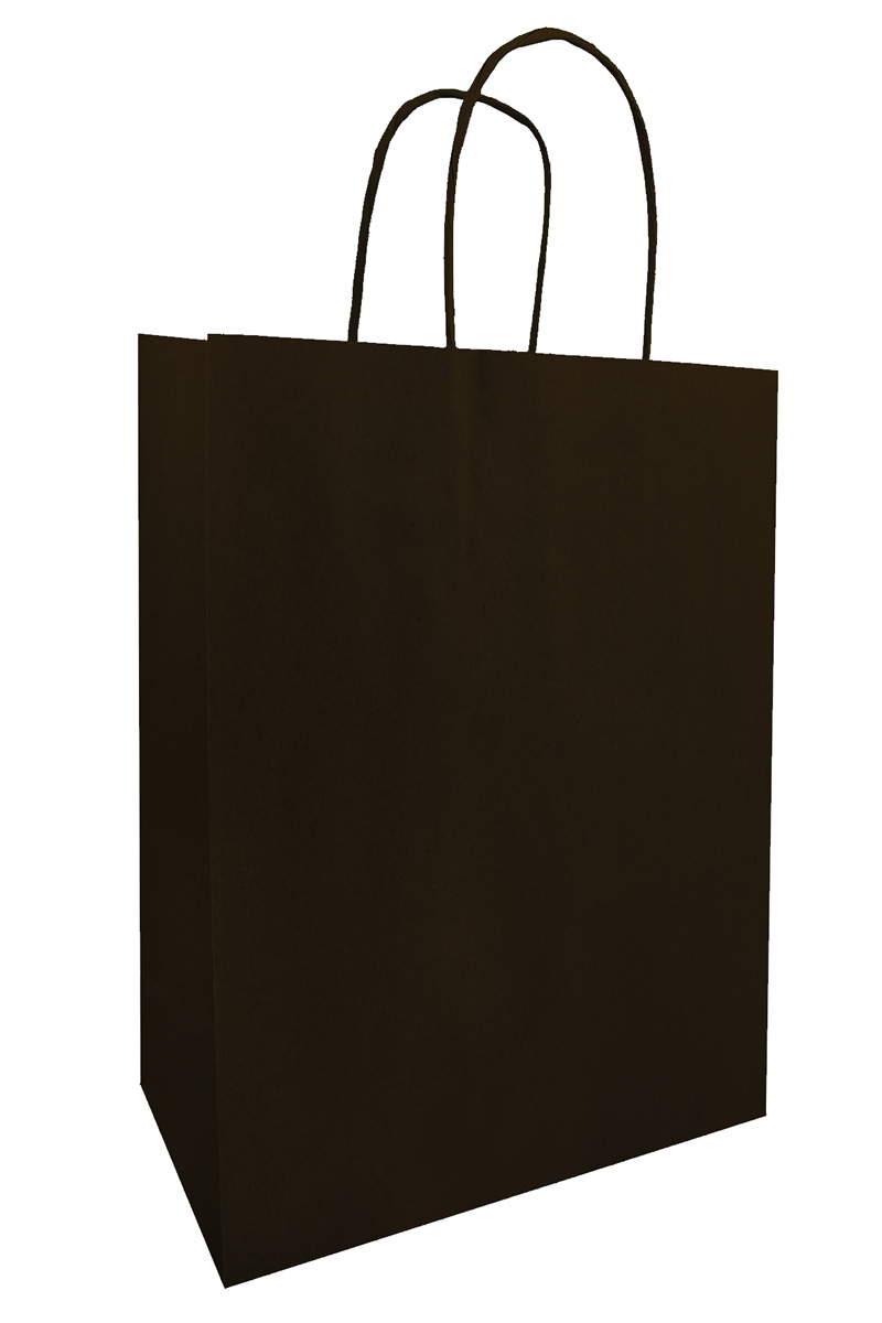 Papieren draagtassen zwart 23 x 12 x 30 cm (50 stuks)