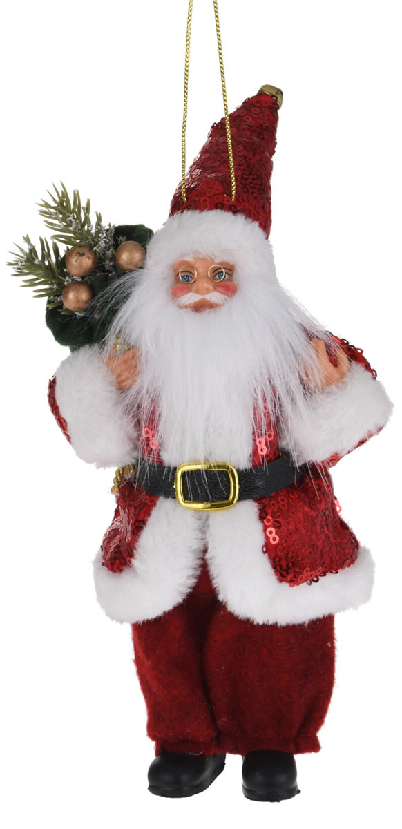Kerstman hanger met dennentakjes 20 cm (1 stuk)