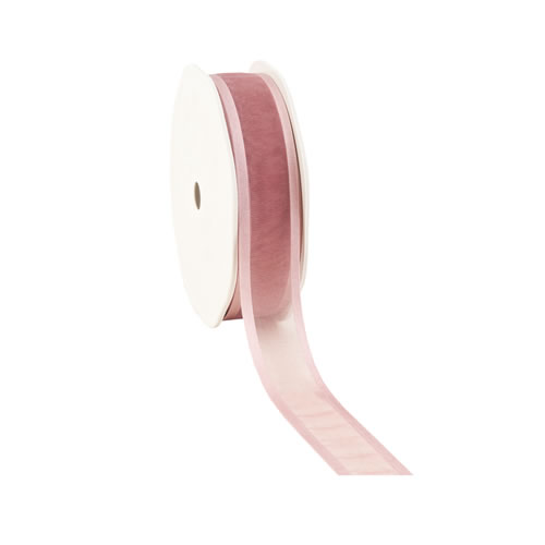 Organza satin edge oud roze 25 mm (25 meter)