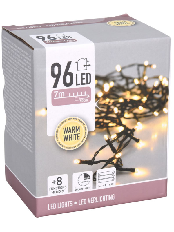 Kerstverlichting buiten warm wit 96 LED (7 meter)