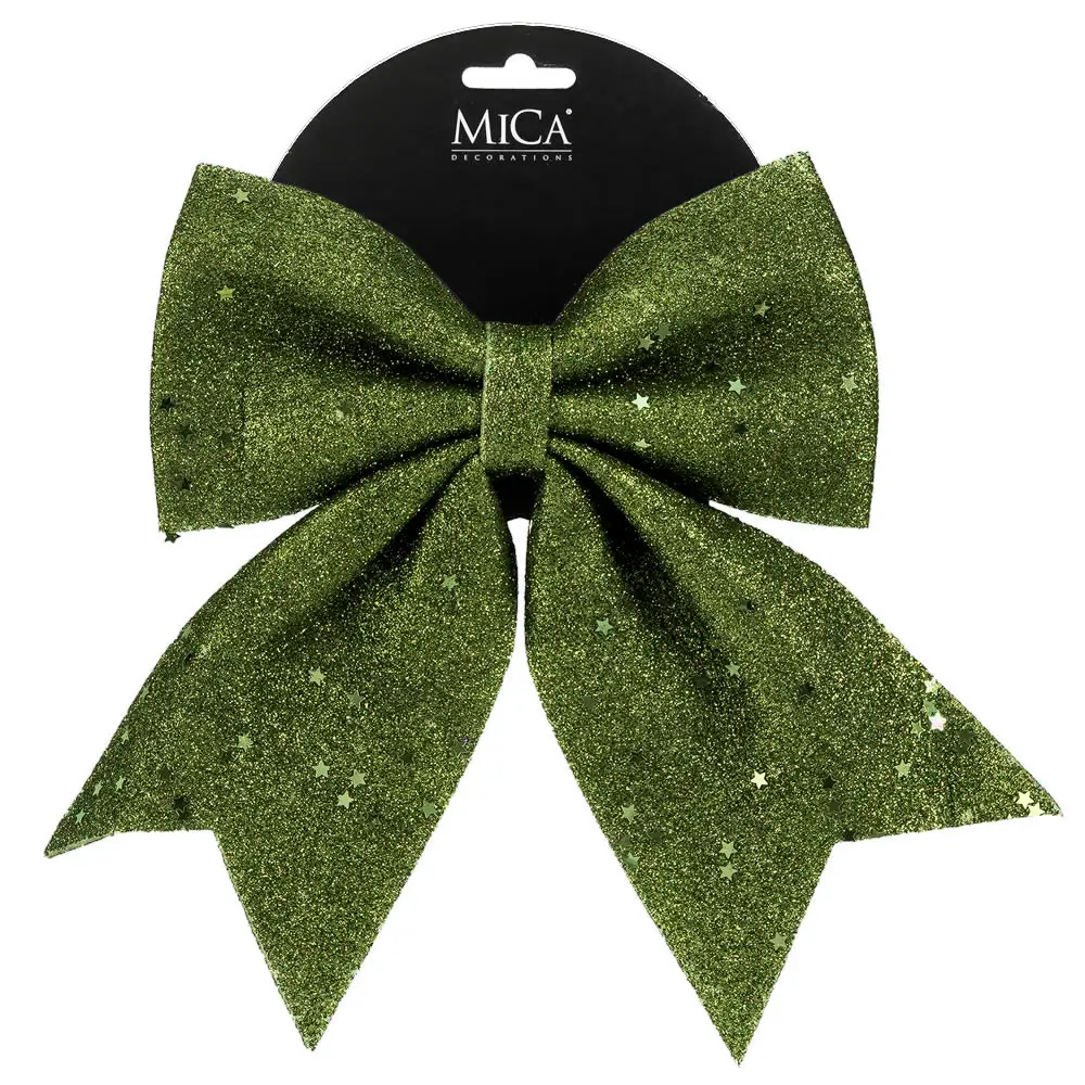 Decoratie strik glitter sterren groen 20 x 23 cm (per stuk) Decoratie strik glitter sterren groen 20 x 23 cm (per stuk)