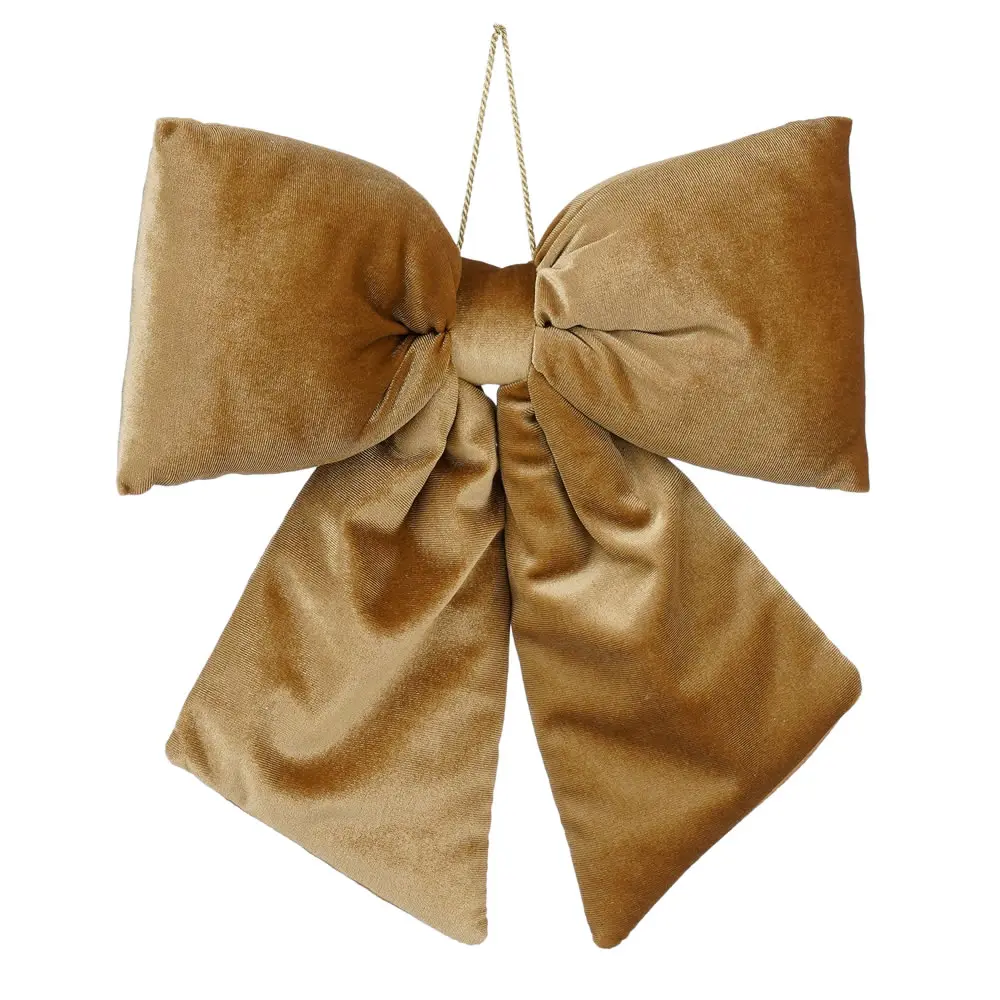 Kerststrik velvet goud 30 x 34 cm (per stuk)
