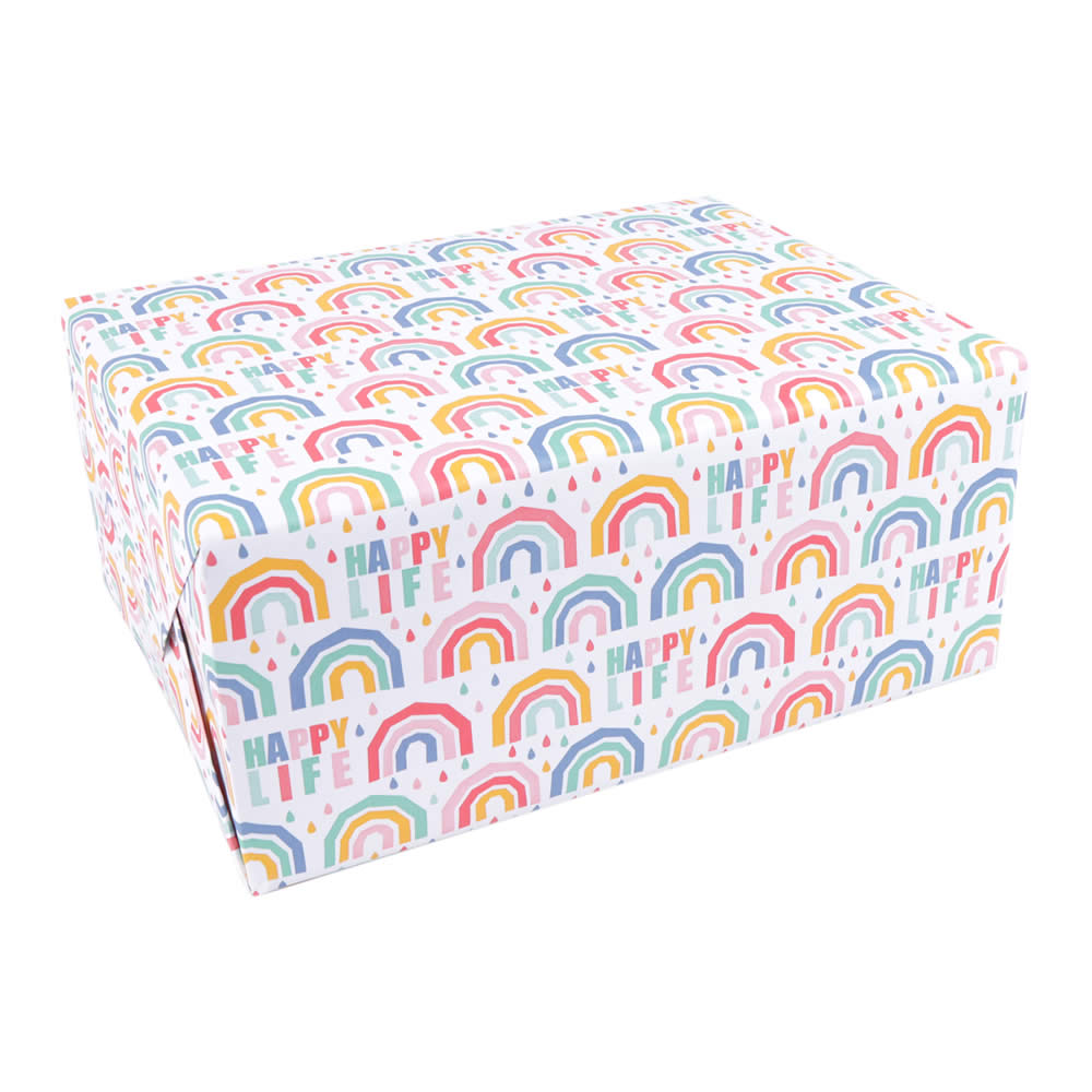 Inpakpapier regenboog wit 30 cm (200 meter)