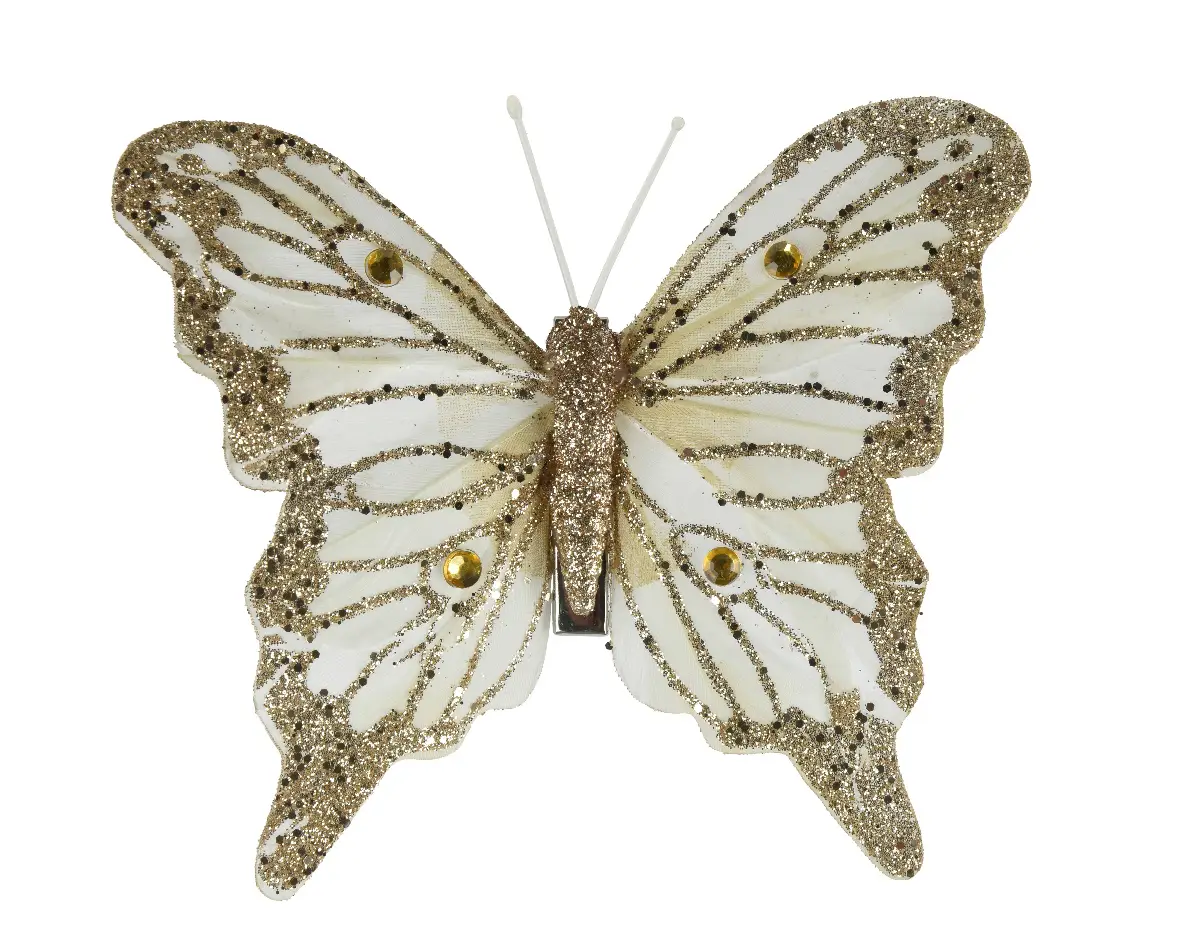 Decoratie vlinders op clip goud 12 cm (3 stuks) Decoratie vlinders op clip goud 12 cm (3 stuks)