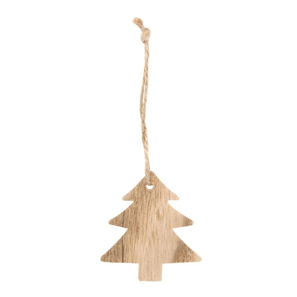 Houten hanger kerstboom met touwtje 5 cm (24 stuks)