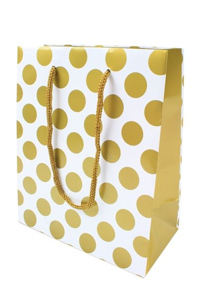 Geschenktassen big dots goud 19 x 10 x 23 cm (12 stuks)