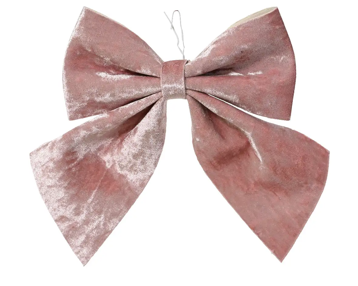 Decoratie strik velvet roze 20 cm (per stuk)