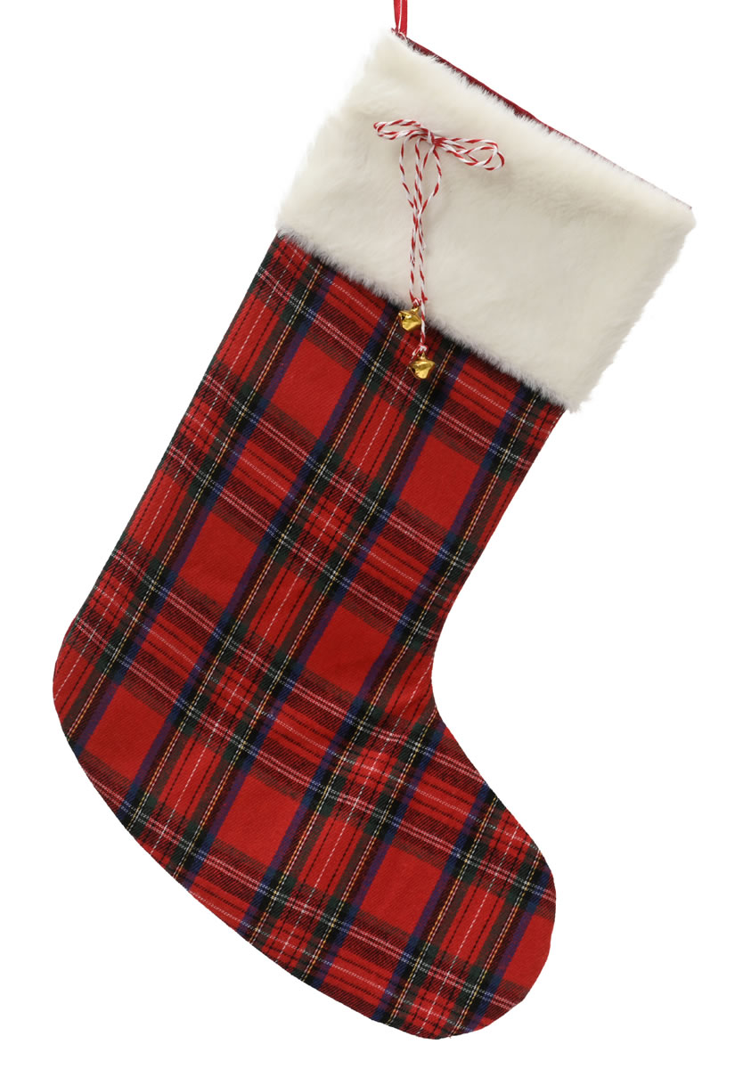 Kerstsok schotse ruit 43 cm (per stuk) Kerstsok schotse ruit 43 cm (per stuk)
