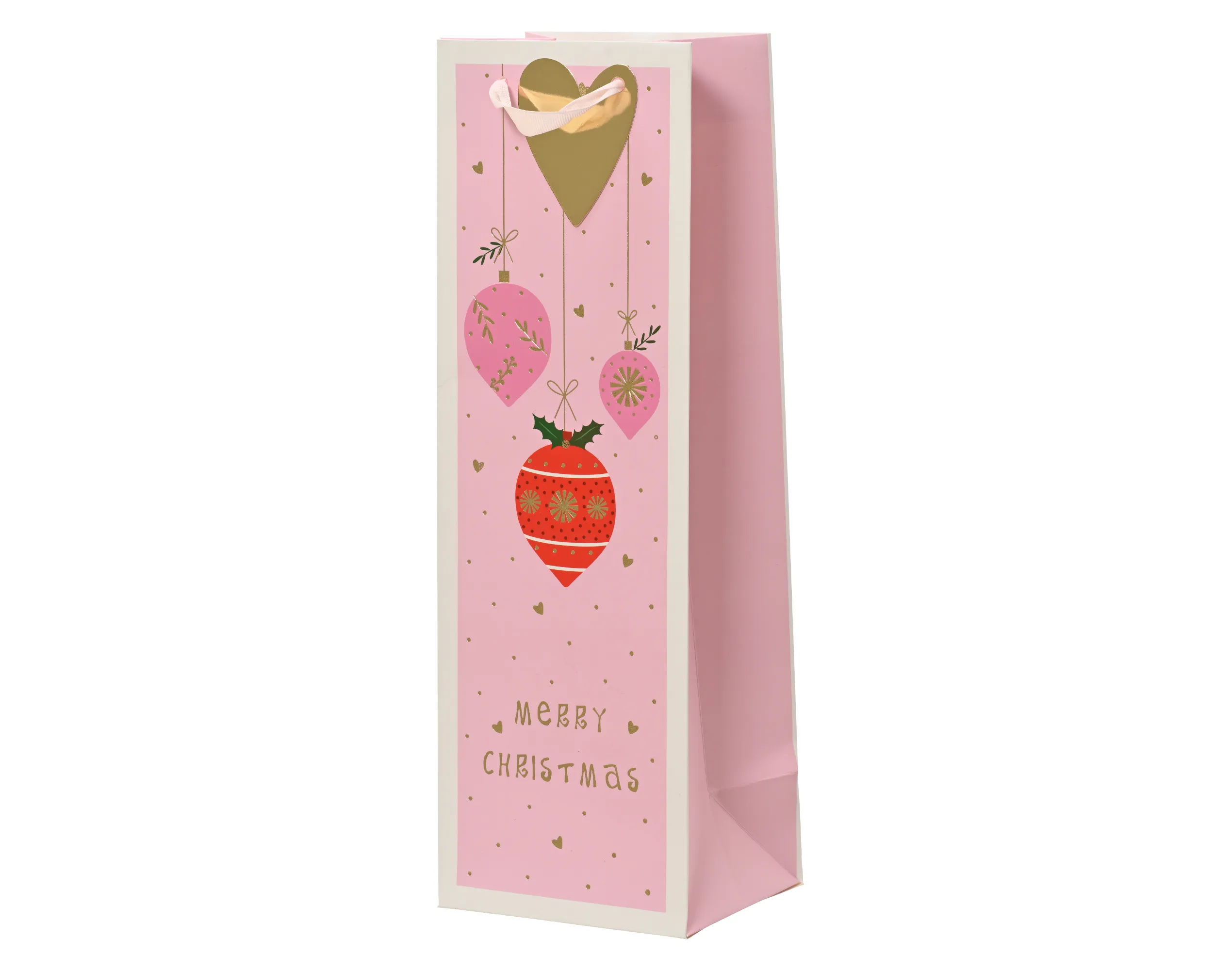 Wijnflestassen Merry Christmas roze 12 x 10 x 36 cm (6 stuks) Wijnflestassen Merry Christmas roze 12 x 10 x 36 cm (6 stuks)