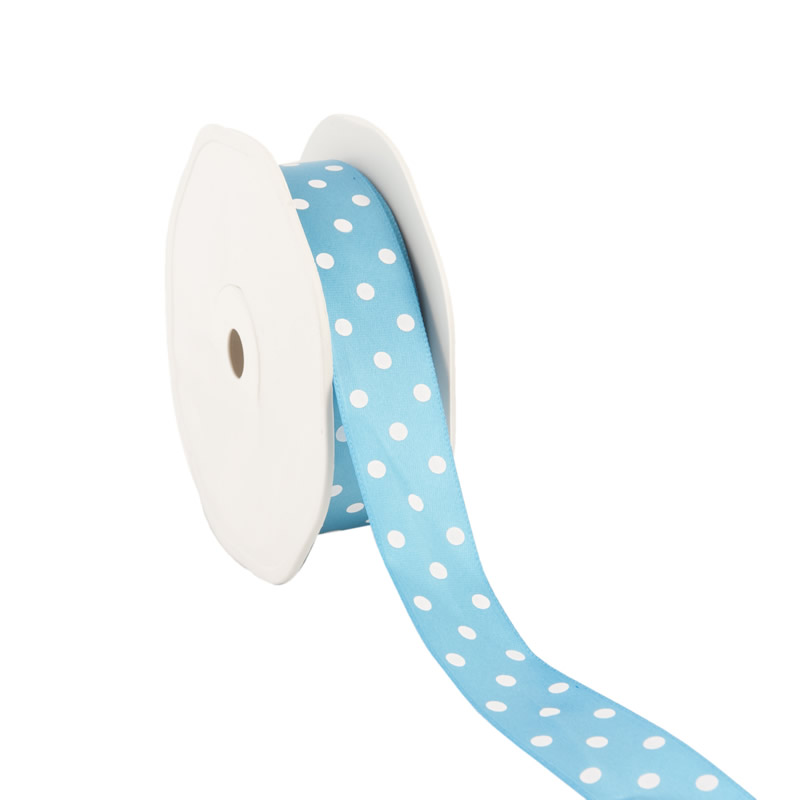 Satijnlint stippen turquoise 23 mm (20 meter)