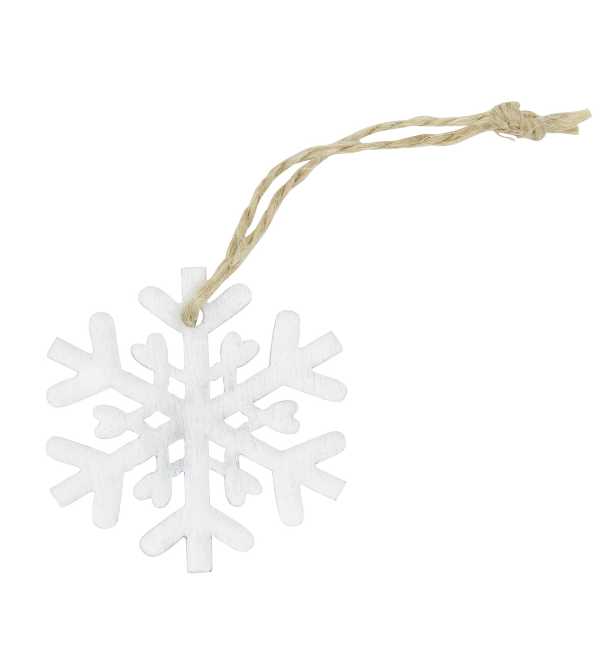 Houten hanger sneeuwvlok wit 5 cm (24 stuks)