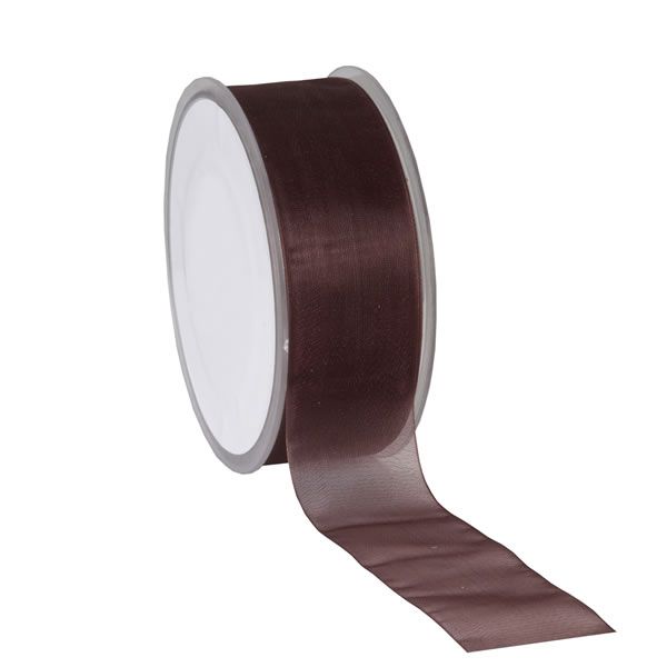 Organza lint bruin 38 mm (50 meter)