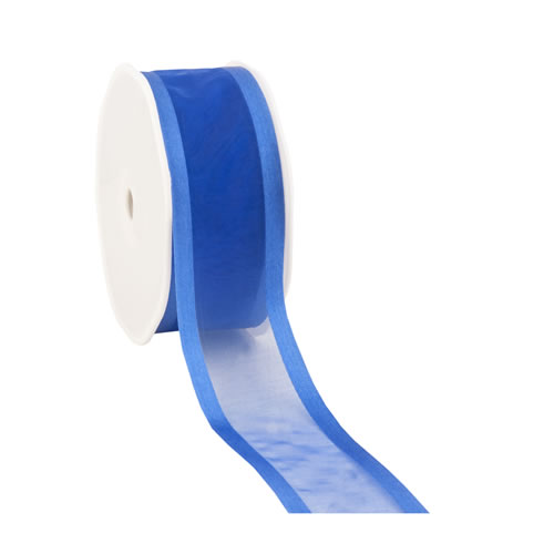 Organza satin edge royal blauw 38 mm (25 meter)