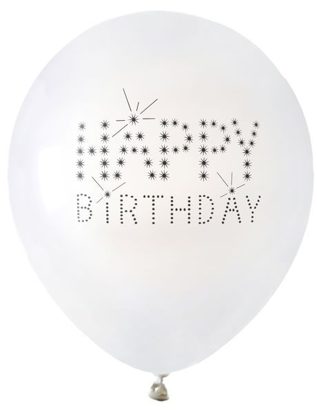 Ballonnen Happy Birthday wit 23 cm (8 stuks)