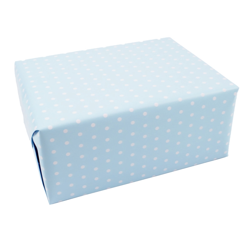 Inpakpapier stippen blauw roze dubbelzijdig 50 cm (200 meter)